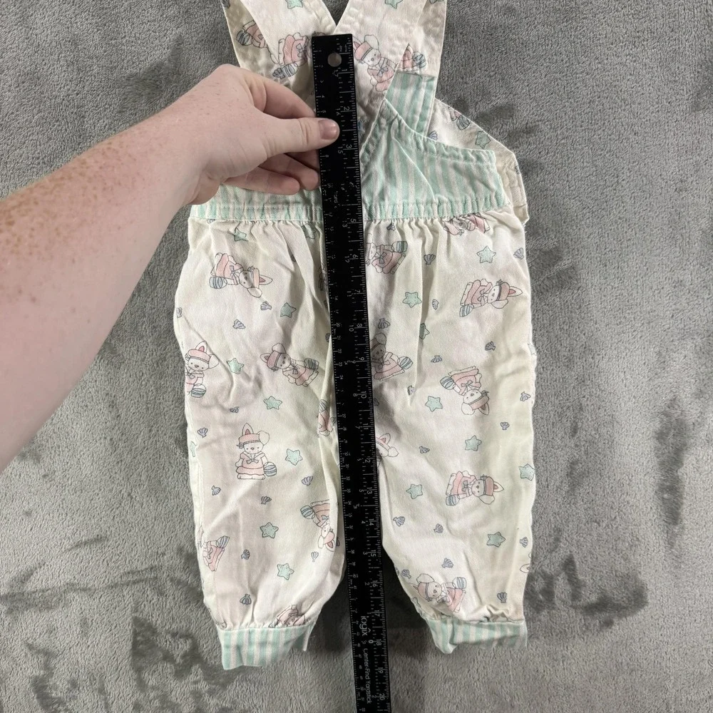 Vintage OshKosh‎ B'gosh Overall Girls 0-3 Months White Bunny Easter Vestbak
